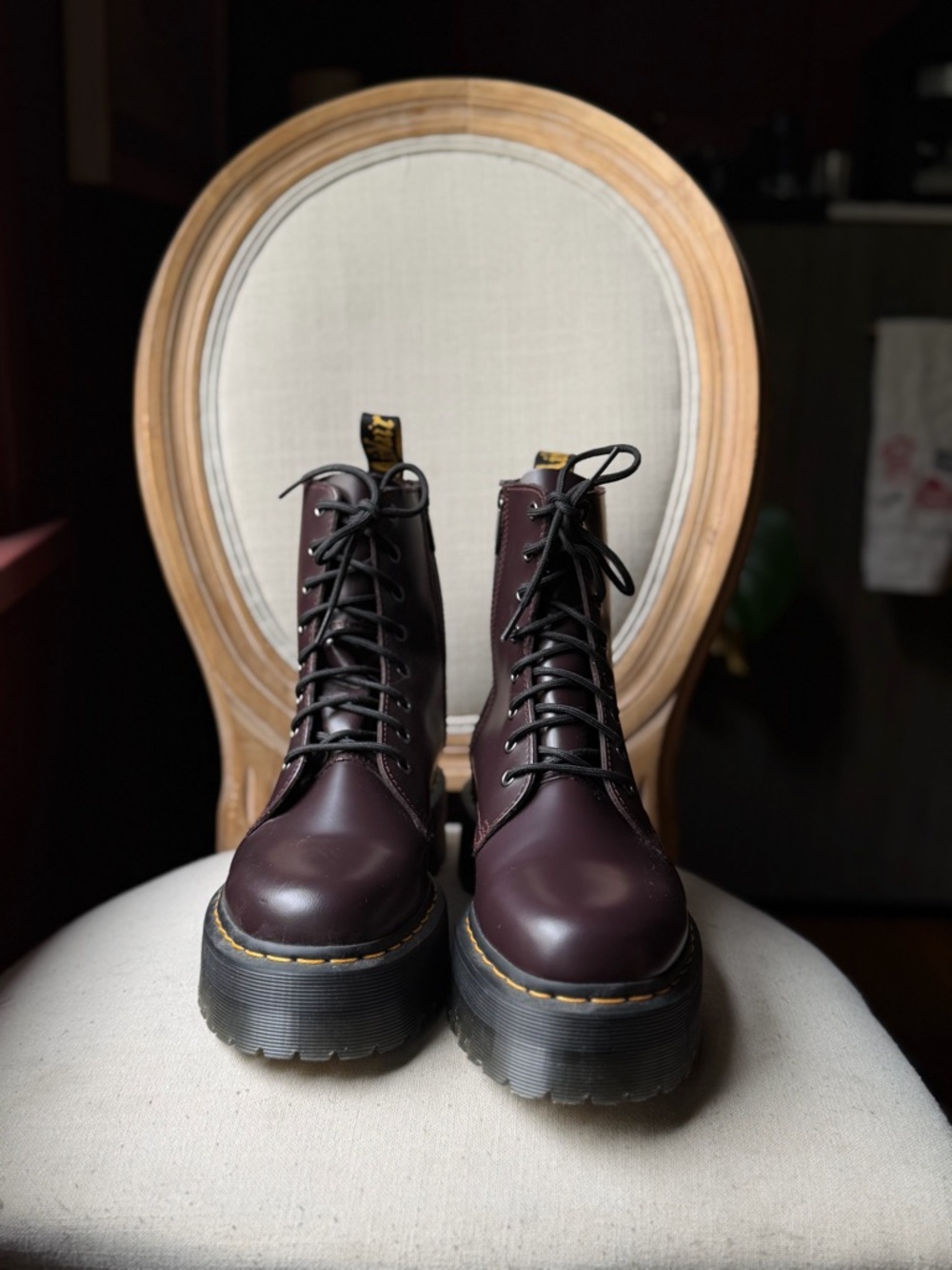 Dr. Martens Burgandy Platform Lace-Up Boots
